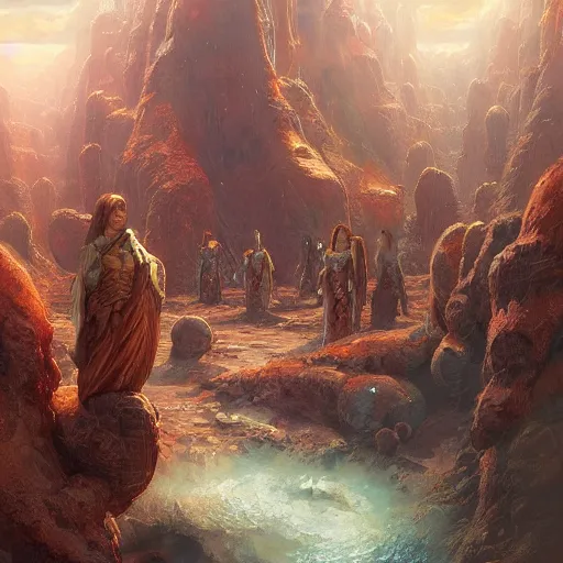 Prompt: a painting of the mothers of the sun by marc simonetti, high detail, trending on artstation
