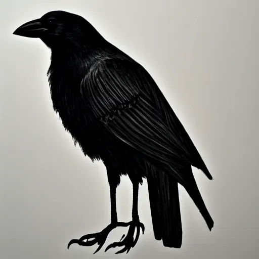 Image similar to detailed crow illustration, full body, black ink on white paper, sketched 4k