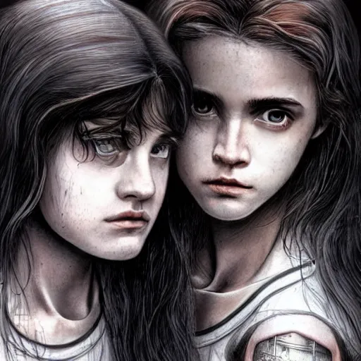 Image similar to Harry Potter and Hermione in Venice, symmetrical face, beautiful eyes, by Luis Royo, tattooed face instagram photo, 4k, 8k, trending on artstation, artstationHD,