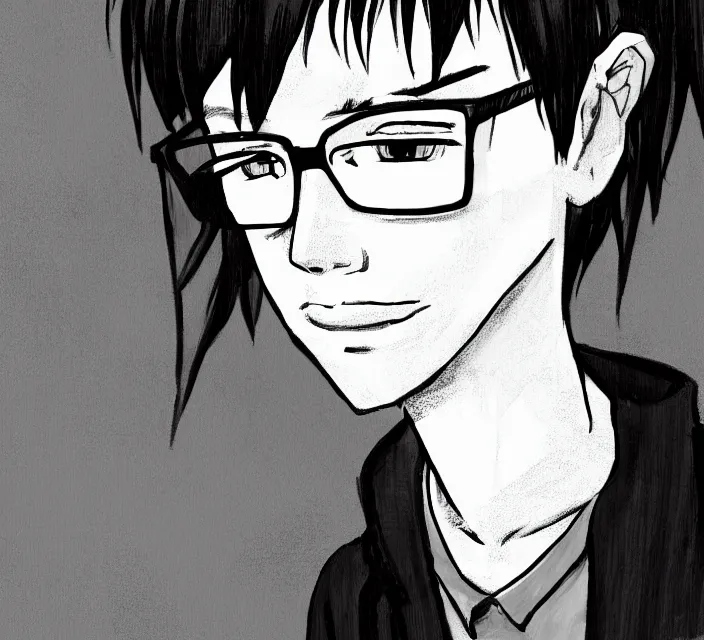 Image similar to a digital drawing of young neil cicierega in a kawaii emo / scene style, trending on pixiv, trending on deviantart