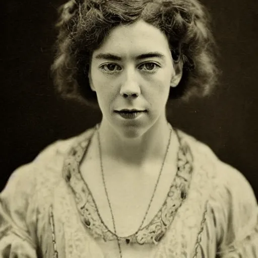 Prompt: victorian photograph of vanessa kirby, 1 8 9 0 s photography, 1 9 0 0, realistic face, symmetrical face, studio photograph, grainy, edwardian, old photo