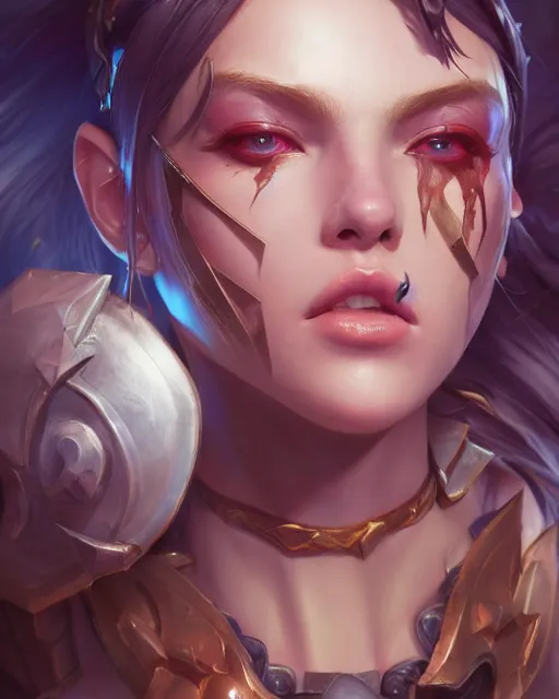 Image similar to league of legends portrait, au naturel, hyper detailed, digital art, trending in artstation, cinematic lighting, studio quality, smooth render, unreal engine 5 rendered, octane rendered, art style by klimt and nixeu and ian sprigger and wlop and krenz cushart.