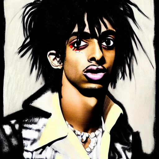 Image similar to a portrait of Playboi Carti in the style of Francisco Goya, dark, creepy, high contrast, nihilistic