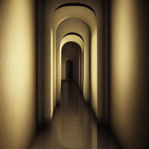 Image similar to small dark corridor that leads to a majestic beautiful palace, natural light with shadows, octane rendered,