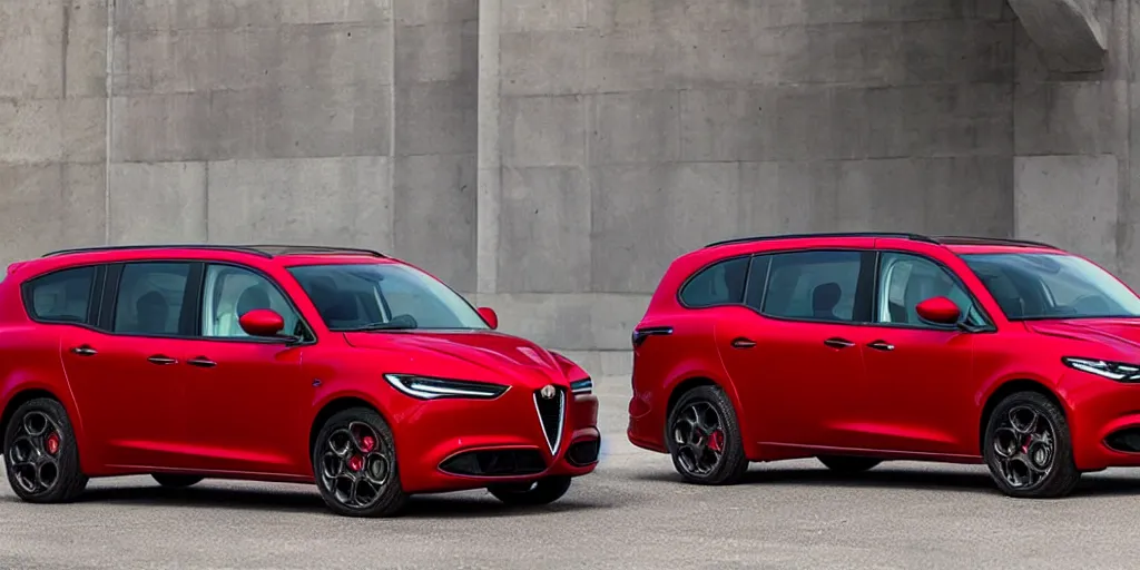 Image similar to 2022 Alfa Romeo Minivan, red