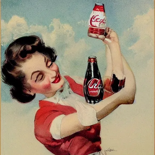 Image similar to ( ( ( ( ( 1 9 5 0 s coca cola ad. muted colors. ) ) ) ) ) by jean - baptiste monge!!!!!!!!!!!!!!!!!!!!!!!!!!!