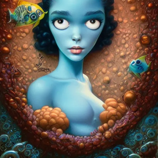 Image similar to Lofi aquatic portrait Pixar style by Joe Fenton and Stanley Artgerm and Tom Bagshaw and Tim Burton