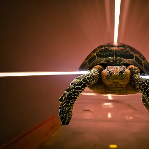 Prompt: tortoise x - ray bright lights, operating room, closeup, wide angle