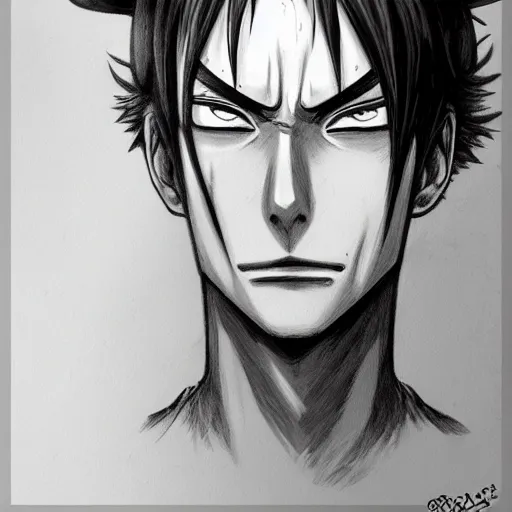 Prompt: Luffy in the style of Charlie Bowater, realistic
