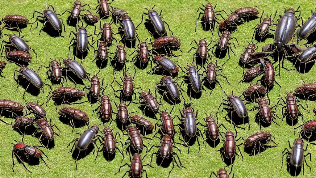 Prompt: an army of giant bugs