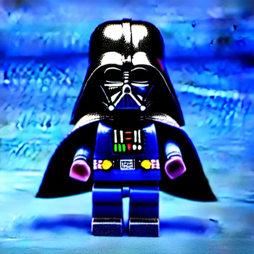 Image similar to darth vader wearing a blue crown , toy , mini figure , 4k , HD