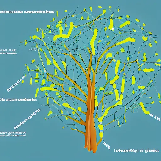 Image similar to a scientific diagram of a generative adversarial network that processes tree data