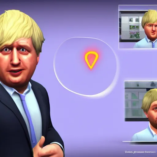 Image similar to a screenshot of boris johnson in the sims 4 3 d rendering. unreal engine. amazing likeness. very detailed. cartoon caricature