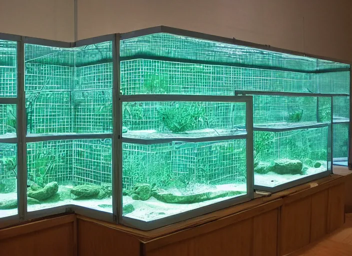 Image similar to tessellating hexagonal grid of aquariums
