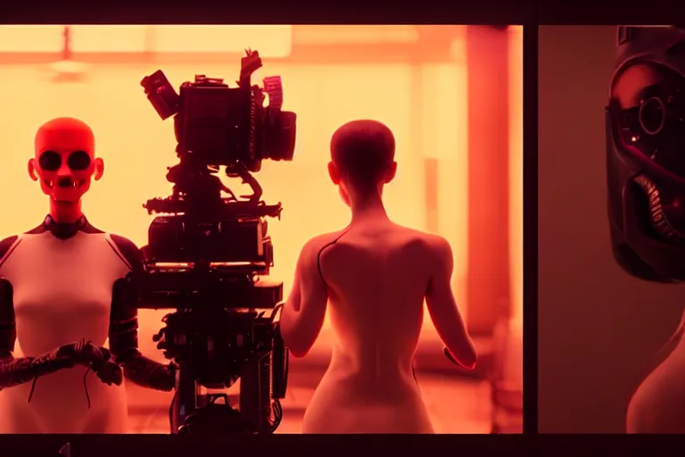 Image similar to vfx film, love death and robots, flat color profile low - key lighting award winning photography arri alexa cinematography, hyper real photorealistic cinematic, atmospheric cool colorgrade