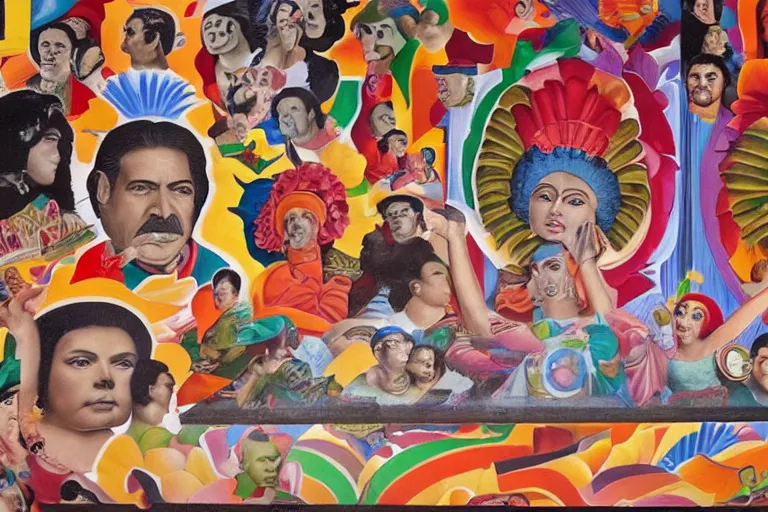 Image similar to innovative nft social media platform in the style of mexican muralism