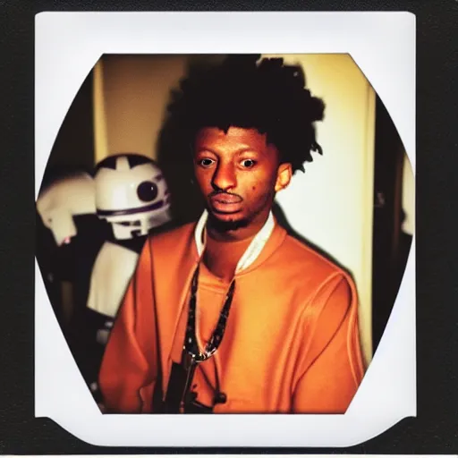 Image similar to polaroid shot of 2 1 savage in star wars audtion