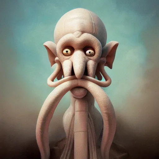 Image similar to squidward by elena vizerskaya and ivan aivazovsky, perfectly detailed, artstation, sharp focus, highly detailed, studio photography, impresion de giclee arte abstracto, award winning