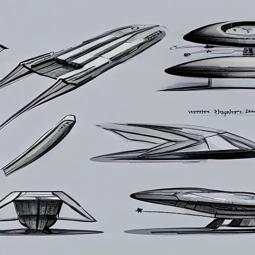 Prompt: sketches of high end spaceship