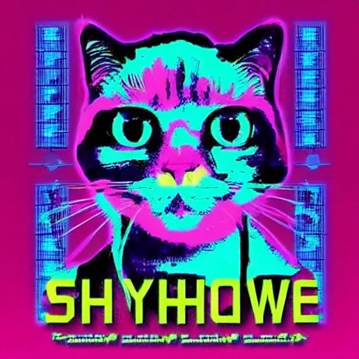 Image similar to synthwave cat