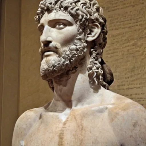 Prompt: Michelangelo's David with a beard and body hair