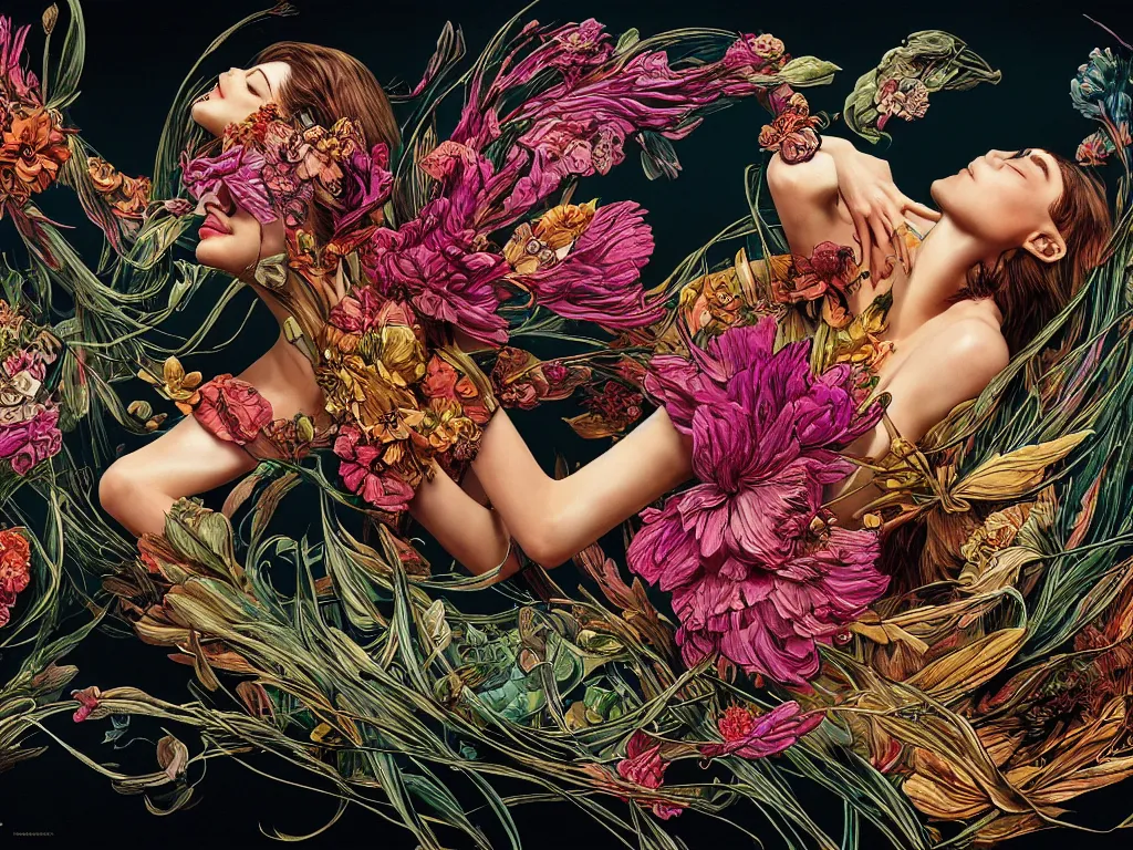 Image similar to fragrance advertising campaign by bernie wrightson, saturated colors, highly detailed, intricate