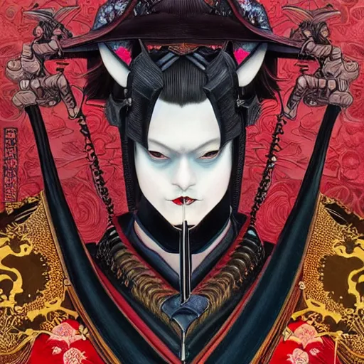 Image similar to samurai batman, dark fantasty :: by Martine Johanna and and Chie Yoshii and Casey Weldon and Guillermo del toro :: ornate, dynamic, particulate, rich colors, intricate, elegant, highly detailed, centered, artstation, smooth, sharp focus, octane render, 3d