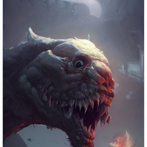 Image similar to big monster, 8 k, trending on artstation by tooth wu and greg rutkowski