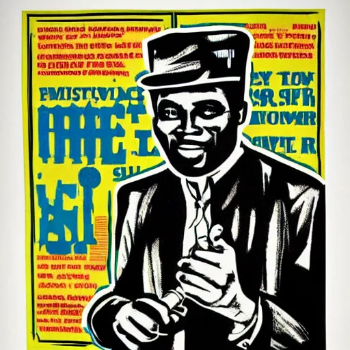 Image similar to an advertisement for the first and foremost album, an album cover by Emory Douglas, featured on flickr, private press, concert poster, groovy, lowbrow