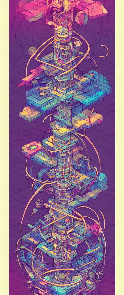 Image similar to arcane twisted turn of fate abstraction, centered award winning ink pen illustration, isometric abstract illustration by dan mumford, edited by craola, technical drawing by beeple and tooth wu, tiny details by artgerm and watercolor girl, symmetrically isometrically centered