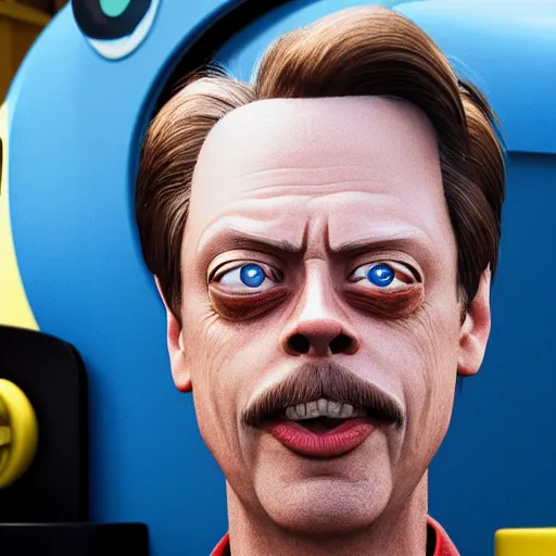 Prompt: Steve Buscemi's face on Thomas the Tank Engine, cinematic, 8k, Unreal Engine render