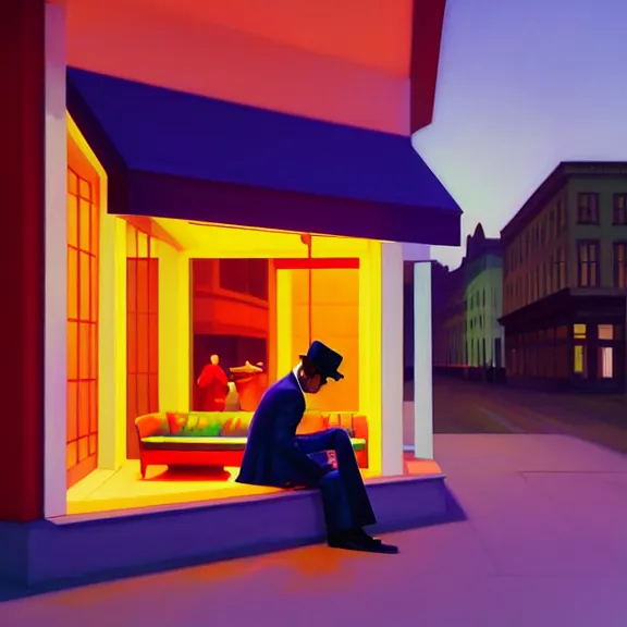 Image similar to beautiful illustration of a the artist formerly known as Prince by Edward Hopper, clean lines, very detailed, colorful octane render