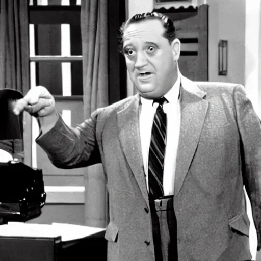 Image similar to moe from the three stooges as perry mason