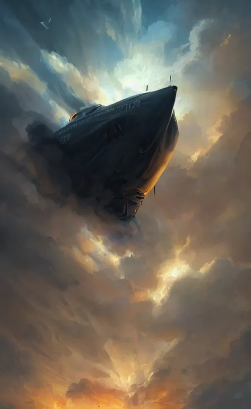 Prompt: a beautiful artwork illustration, an airship burning at night, breathtaking clouds, volumetric fog, godrays, high contrast, high contrast, high contrast, vibrant colors, vivid colors, high saturation, by Greg Rutkowski and Jesper Ejsing and Raymond Swanland, featured on artstation, wide angle, vertical orientation