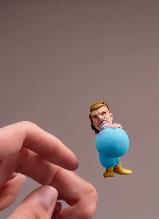 Image similar to product photography of a claymation action figure fluffy balloon steve buscemi, depth of field, zeiss lens, detailed, centered, by erwin olaf, joop geesink, wes anderson, breathtaking, 8 k resolution, extremely detailed, beautiful, establishing shot, realistic materials, hyperrealistic