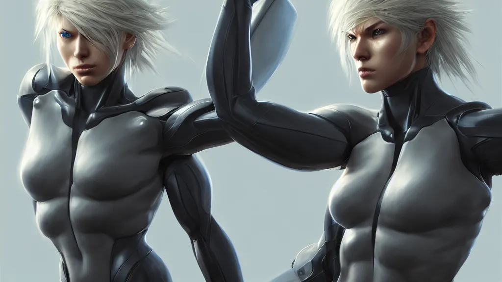 Image similar to portrait, single, raiden from metal gear, bikini, body and torso, pixar and disney animation, sharp, rendered in unreal engine 5, highly detailed, digital painting, concept art, smooth, sharp focus, wallpaper, splash art, dramatic lighting, art by artgerm and greg rutkowski and bo chen and jin xiaodi