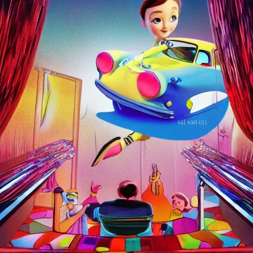 Image similar to A beautiful digital art. human technology that had become haunted, possessed by quick, gleaming cleverness. Pixar's 'Up', graphic novel by Jeff Koons ornate