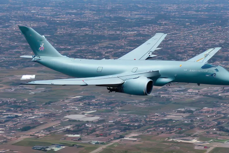 Image similar to a boeing p-8 poseidon flying over Tulsa oklahoma