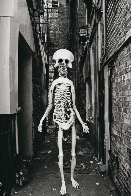 Image similar to 35mm photo of a fungus zombie in a nyc alley