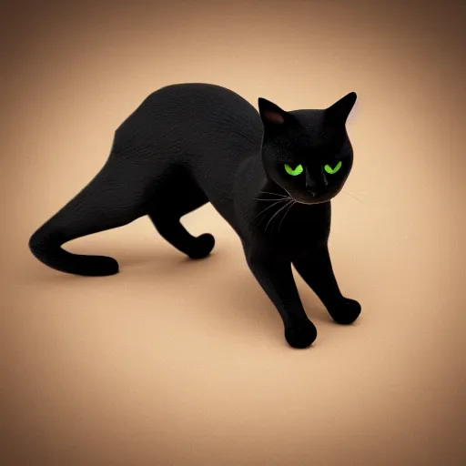 Image similar to Isometric black cat, octane render, realistic lighting