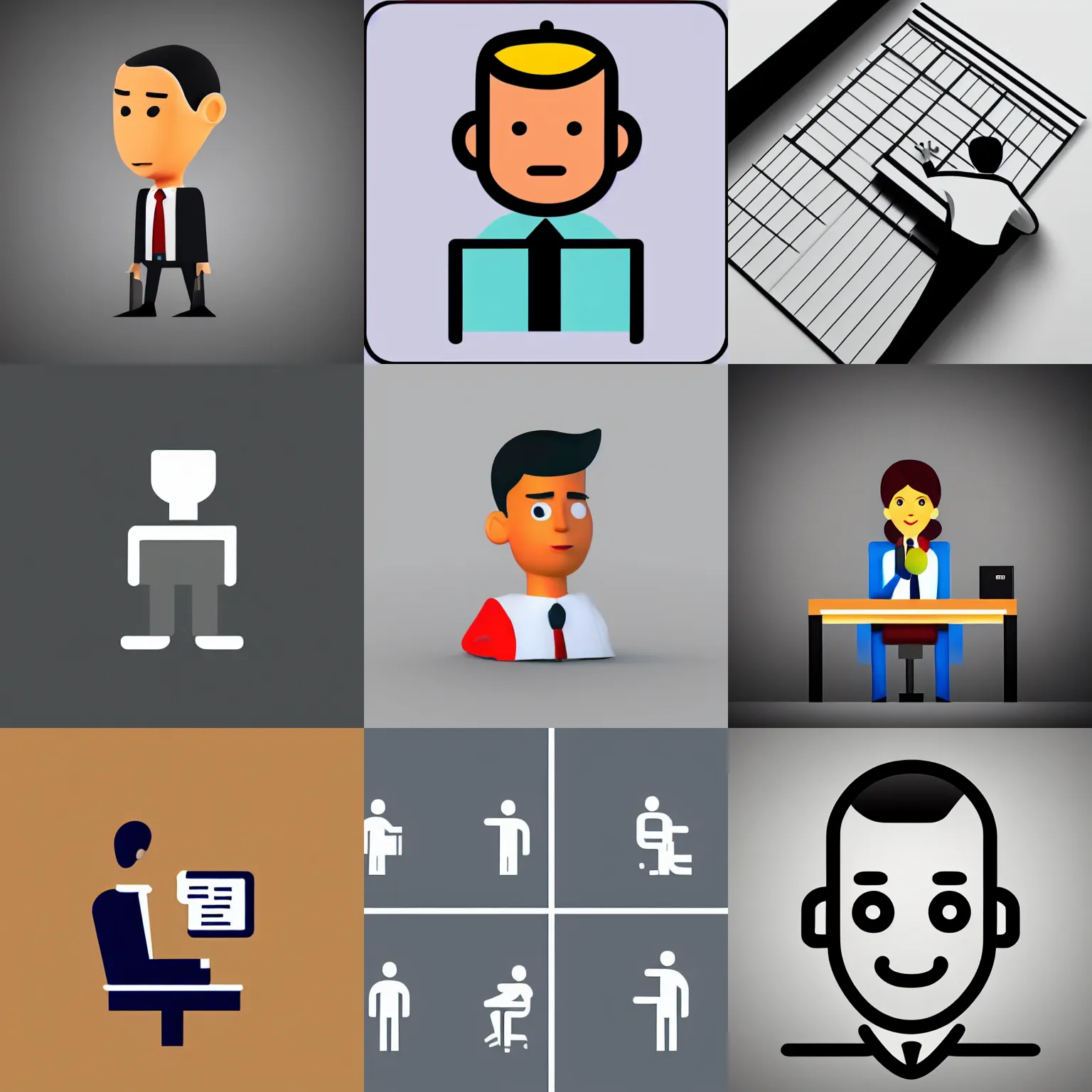Prompt: icon of office worker stylized minimalist from behance, ios, 3 d, cg pixar
