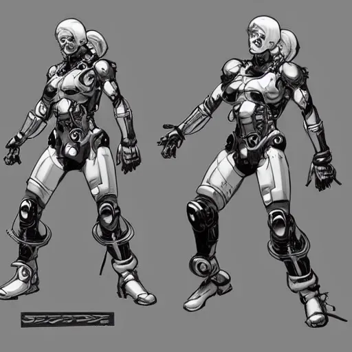 Prompt: character sheet of Ludens from Kojima Productions by Yoji Shinkawa with Artgem and Glenn Fabry, trending on Artstation concept arts