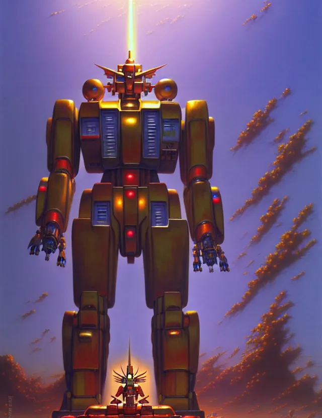 A Giant Robot Buddha Mecha Gundam Tim Hildebrandt Stable Diffusion