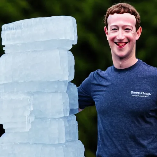 Image similar to an ice sculpture of Mark Zuckerberg