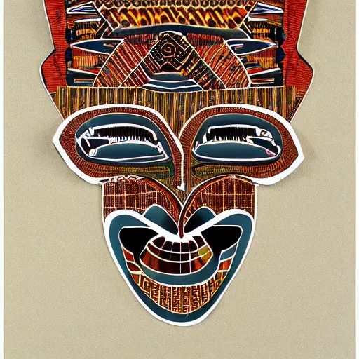 Image similar to Abstract expressionist paper cut collage detailed intricate patterns of African tribal mask