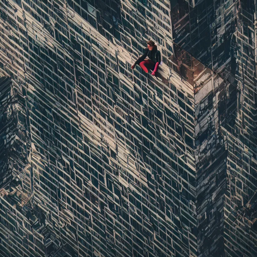 Prompt: a cyber boy ontop of a building, cyberpunk art by Elsa Bleda, by Elsa Bleda unsplash contest winner, aestheticism, dystopian art