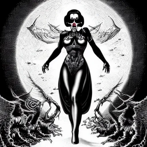 Image similar to Now I have become Death, the destroyer of worlds, artwork by artgerm, art by Virgil Finlay