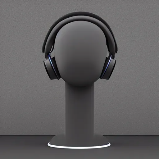 Image similar to wireless headphone stand, futuristic, techno, cyberpunk, product design, render, concept