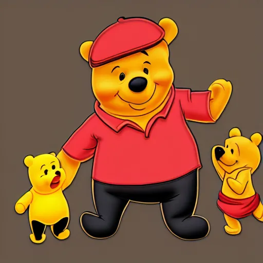 Image similar to Xi Jinping holding hands with Winnie the Pooh, stylized, intricate, highly detailed, concept art, smooth, sharp focus, 4K