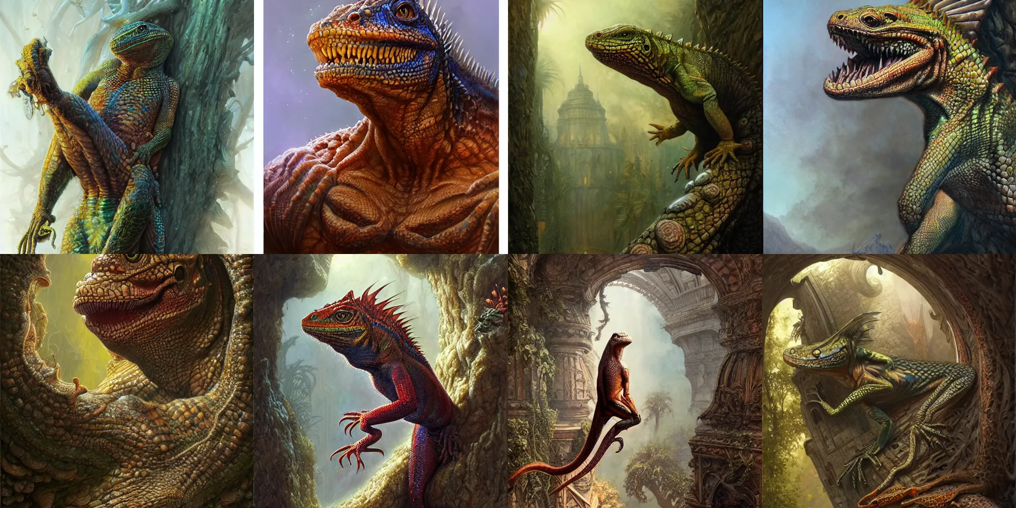 Prompt: Hyperrealistic Lizard-Man, by Antonio Caparo, Ferdinand Knab, Greg Rutkowski, Amano, and Karol Bak UHD, vivid colors, photorealistic trending on artstation